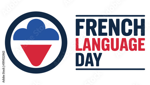 french language day celebration banner with france flag speech bubble icon and bold typography awareness design