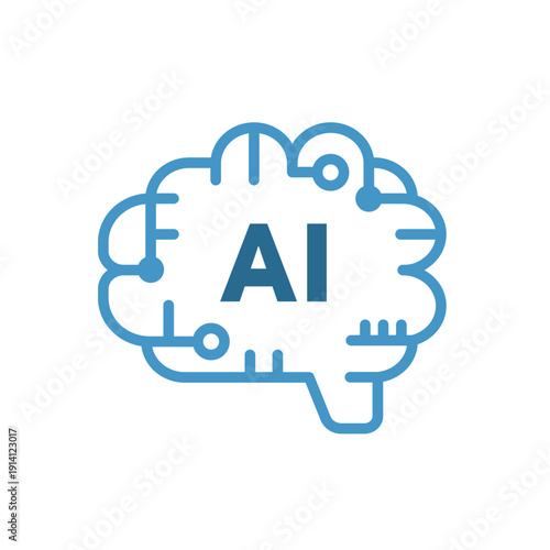 AIテクノロジー ロゴ風 脳チップアイコン　カラー