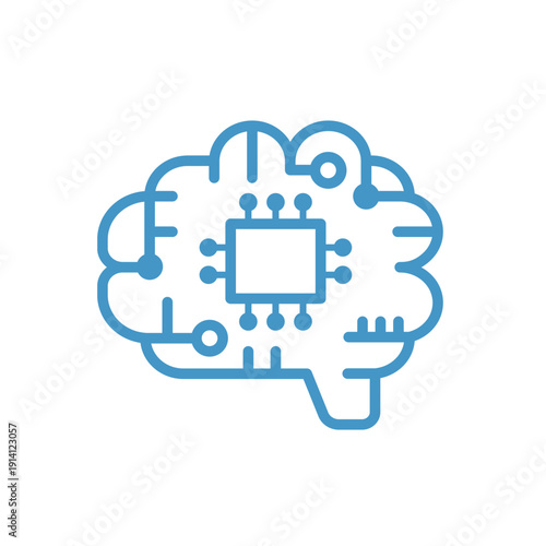 AIクラウド処理 脳チップアイコン　カラー