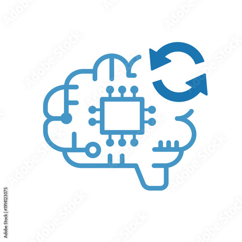 AI更新 リフレッシュ 脳チップアイコン　カラー