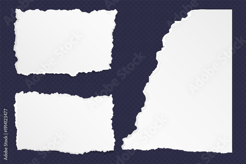 Realistic Torn White Paper Texture with Ripped Edges on Transparent Background