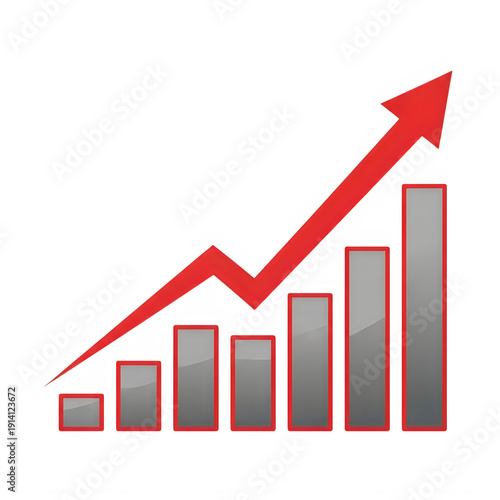 Free Download Red upward arrow graph showing growth and success isolated on transparent background - GFXLoad