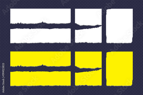 Realistic Torn White Paper Texture with Ripped Edges on Transparent Background