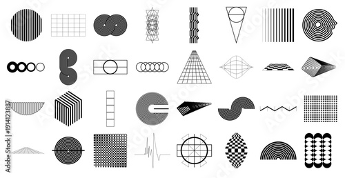 Geometric Abstraction: A collection of various geometric shapes arranged in a visually engaging and artistic composition, exploring form, pattern, and design.