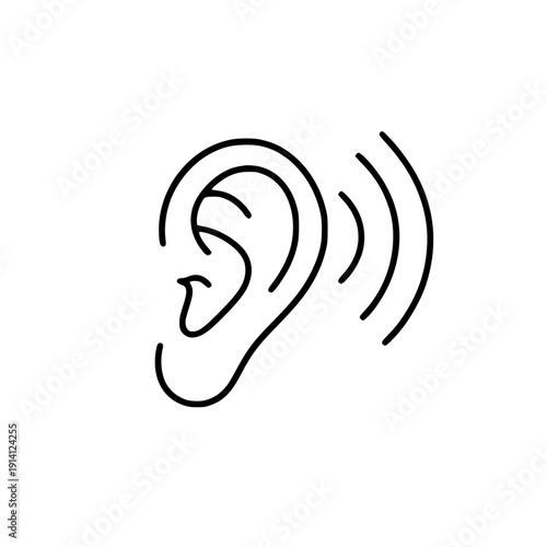Ear listening icon. Vector. Isolated.