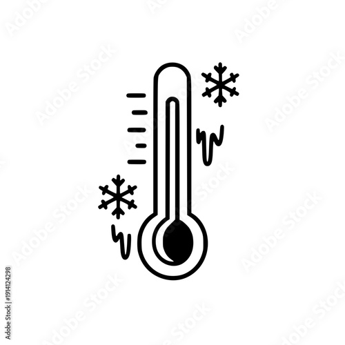 Cold Icon Vector. Winter Illustration Sign. Freezing Symbol. Thermometer Logo. silhouette