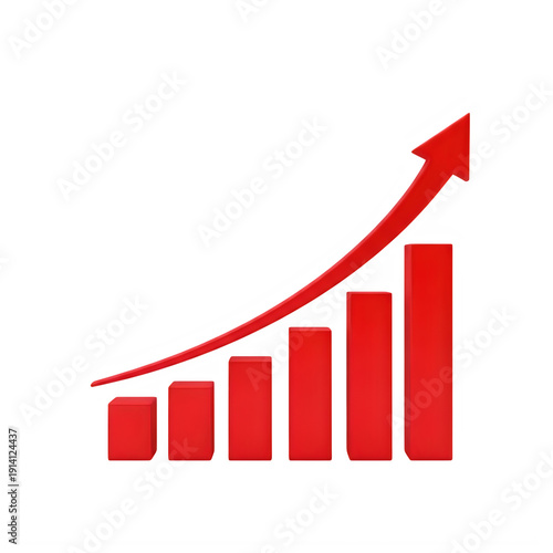 Growing red bar graph with upward arrow isolated on transparent background Free Download Growing red bar graph with upward arrow isolated on transparent background - GFXLoad