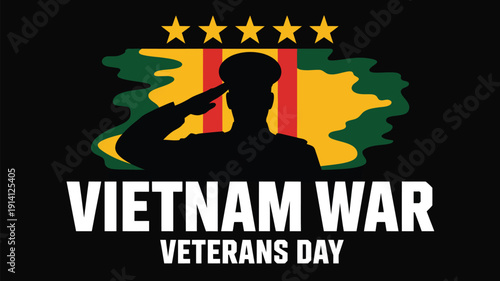 vietnam war veterans day illustration with soldier silhouette and vietnam flag background honoring military service tribute design
