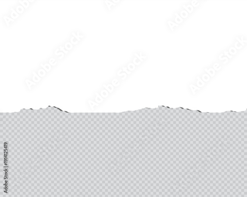 Realistic Torn White Paper Texture with Ripped Edges on Transparent Background