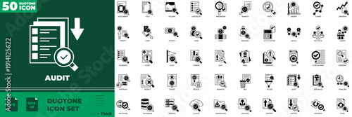 Audit Duotone Editable Icons set