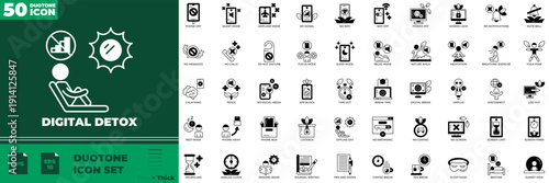 Digital Detox Duotone Editable Icons set