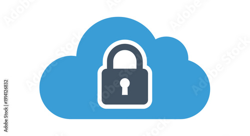 Secure Cloud Computing Icon with Padlock
