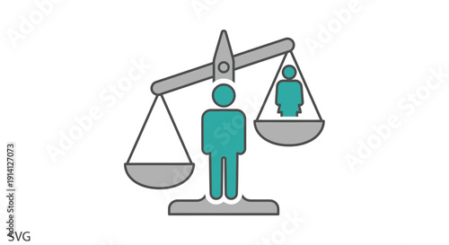 Balance scale with people icons representing equality and justice