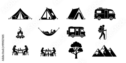 Modern Glamping Experience Silhouette Set