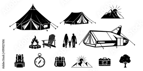 Modern Glamping Experience Silhouette Set