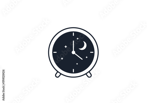 Digital Clock Face Displaying Night Sky With Crescent Moon And Stars For Conceptual Timekeeping And Schedule Management