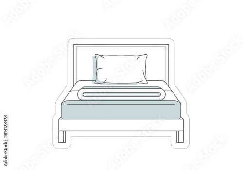 Clean Minimalist Bed Ready For Sleep With White Pillow And Folded Sheet Modern Bedroom Furniture Visual Asset