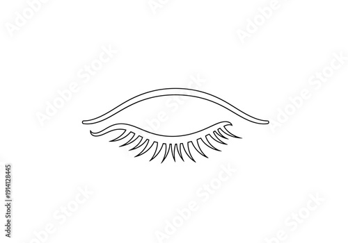 Minimalist Outline Symbol Graphic Representing Closed Eyelid Lower Lashes White Background Simple Beauty Concept Abstract Elegant Line Art for