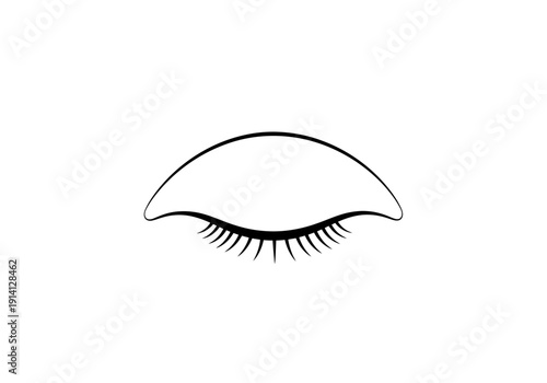 Closed Eyelid With Delicate Eyelashes Simple Line Art Minimalist Design Element Isolated On White Background Beauty Concept