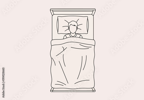 Overhead View Of Person Sleeping Peacefully In Bed With Crisp Clean Linens Under Soft Lighting For Rest And Sleep Concepts