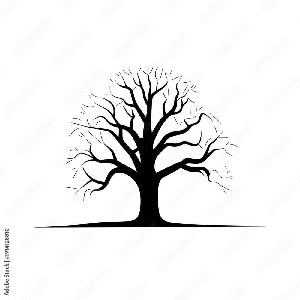 Obraz premium Bare tree silhouette illustration for design elements