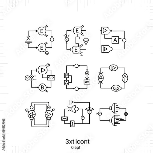 Abstract icon set representing synthetic biology circuits and genetic logic gates