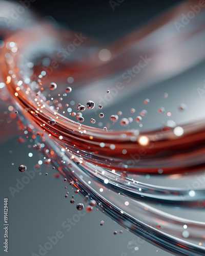 Abstract Fluid Dynamics: A mesmerizing display of flowing lines and suspended particles, creating a sense of motion and the intricate dance of matter in a vibrant interplay of colors.