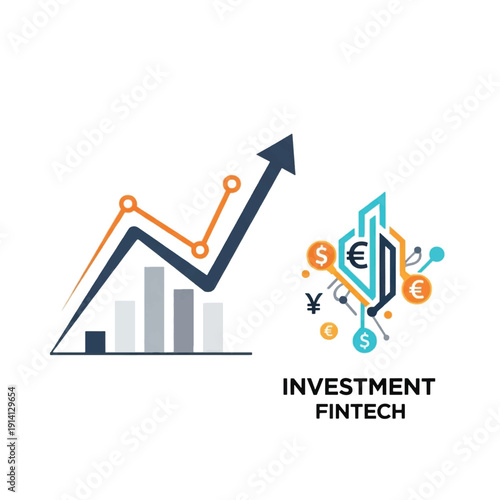 Rising Chart and Fintech Investment Illustration Symbolizing Business Growth and Financial Innovation.