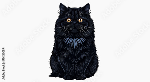 Black Persian cat illustration