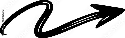 Smooth wavy doodle arrow pointing right