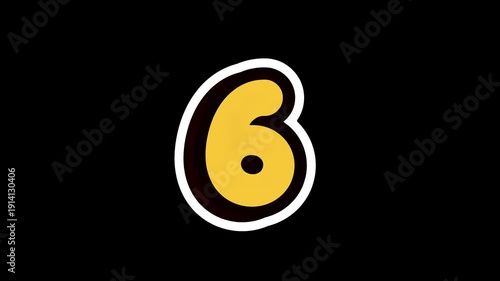 Yellow Numbers Time Countdown 10 to 0 on Black Screen