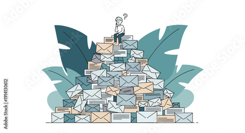 Man Standing on Pile of Envelopes.