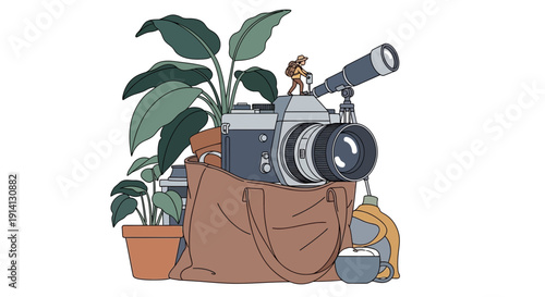Vintage Camera with Lens and Accessories.