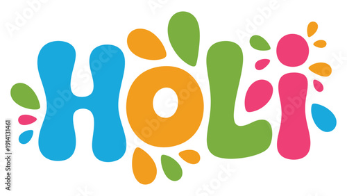 hola colorful playful lettering typography with splash elements festive spanish greeting design illustration