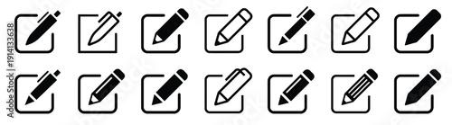 Writing and editing icons set pen and pencil vector