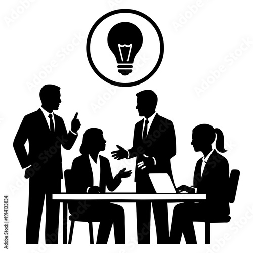 Business people meeting in cafe and restaurant illustration with teamwork and ideas concept