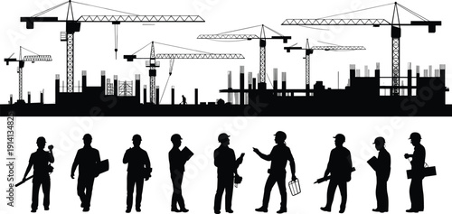 Cowboy silhouettes illustration with horse rider lasso, standing cowboy figure, western rodeo theme, ranch lifestyle, black and white artwork design