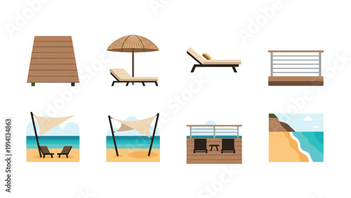 Beachside relaxation set: lounge chair and ocean view essentials for tranquil getaways