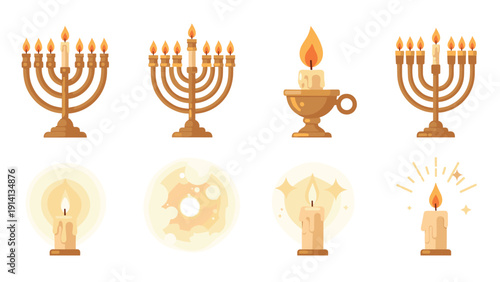 Elegant menorah and candle designs with warm glow for hanukkah decorations