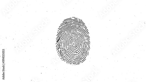 Dark Fingerprint Grunge Texture, Hand Drawn Shape with Rough Paper Grain, Dust, Scratches, and Speckled Ink, Worn Vintage Background.