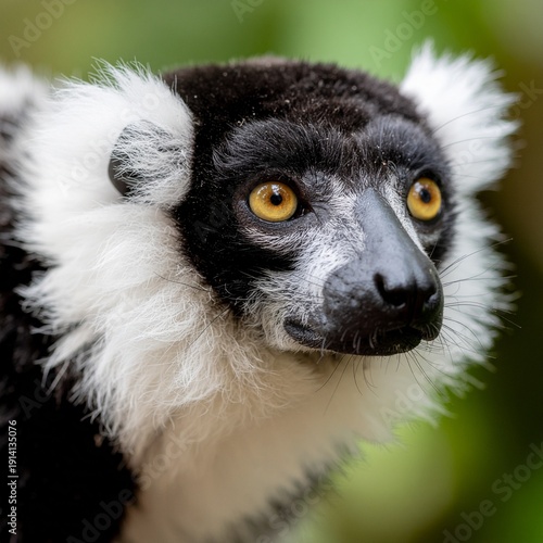 Vari noir et blanc de la forêt tropicale humide de Madagascar. Generated Image. 