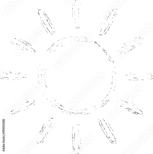 Hand drawn of a sun with radiating rays simple