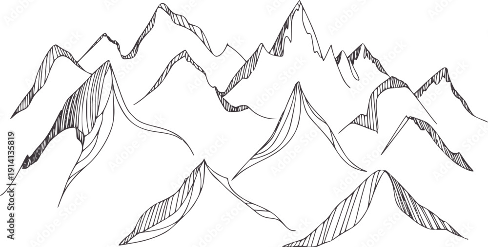 Fototapeta premium Minimalist pen ink of abstract mountain range landscape