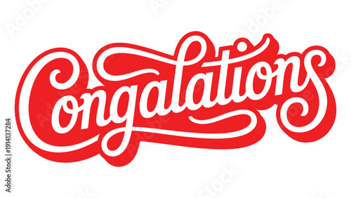 congratulations red retro script typography lettering isolated on light background celebration banner design