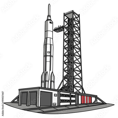 Space Shuttle on Launchpad with Service Tower rocket 2