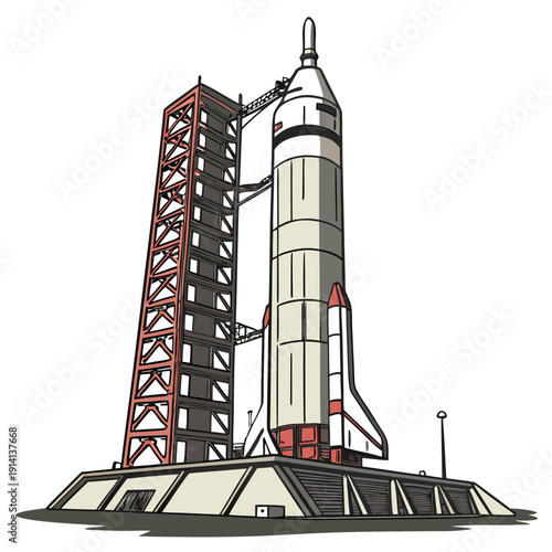 Space Shuttle on Launchpad with Service Tower rocket 1