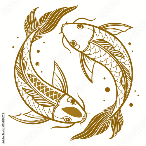 Gold fish zodiac symbol pisces