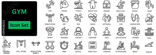 Line art vector of GYM icon set. 