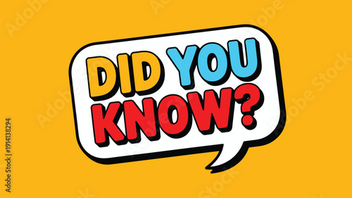 did you know comic speech bubble with bold colorful typography on yellow background informational banner design