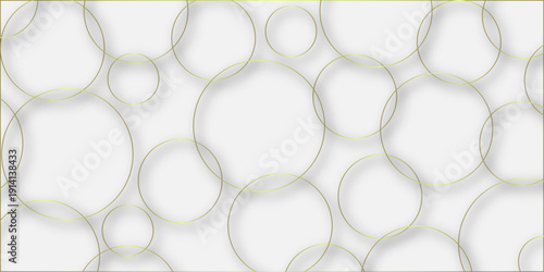 Modern design background for report and project presentation template.Abstract background golden circle stock line with shadows.	Minimal style white website banner, decoration Vector.